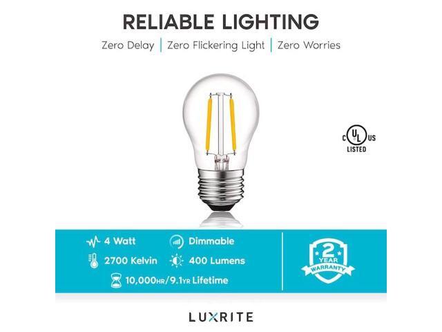 LUXRITE LR21623-6PK A15 LED Edison Light Bulbs 4W (40W Equivalent) 400LM 2700K