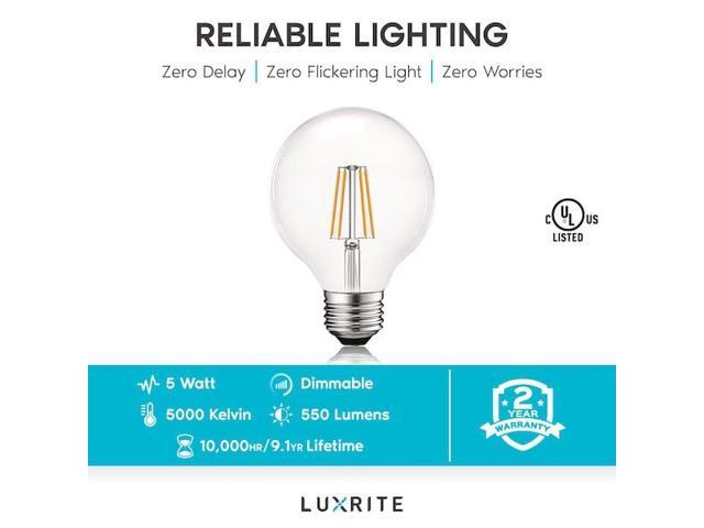 LUXRITE LR21620-16PK G25 LED Light Bulbs 5W (60W Equivalent) 550LM 5000K Bright