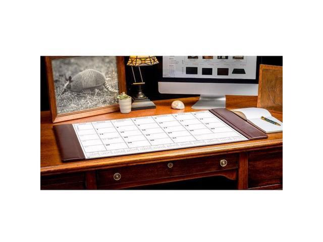 DACASSO PR-3450 Chocolate Brown Leather Desk Pad w/ 2022 Calendar, 34 x 20