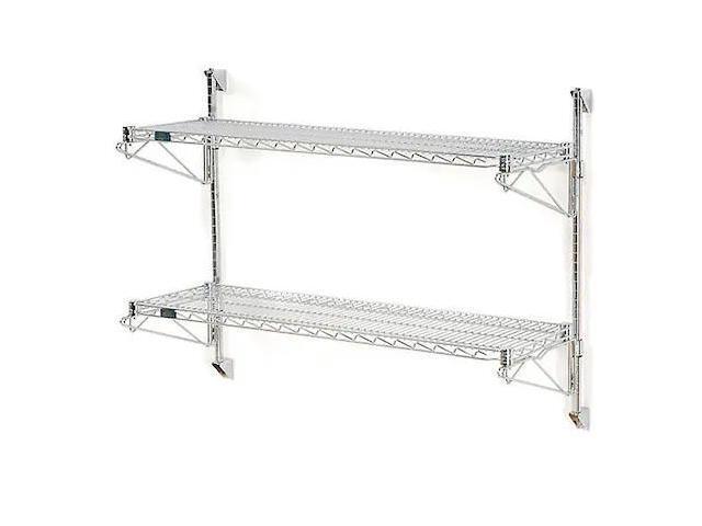 NEXEL B1137184GZ Poly-Green Wall Mount Wire Shelving, 30W x 14D x 34H 2-Shelf