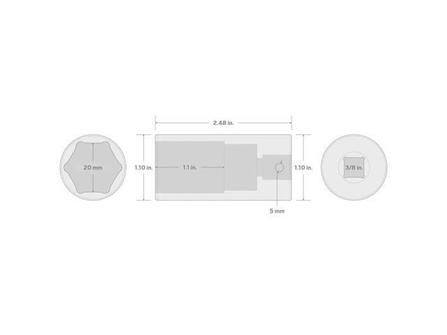 TEKTON SID13120 3/8 Inch Drive x 20 mm Deep 6-Point Impact Socket