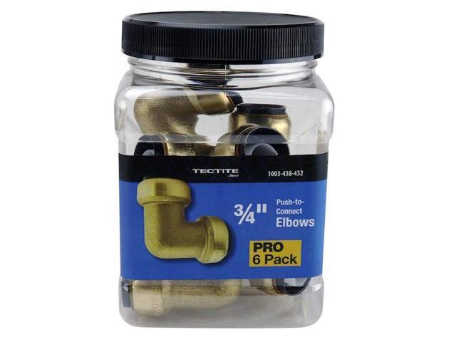 APOLLO FSBE346JR 3/4 in. Brass Push-To-Connect 90-Degree Elbow Jar (6-Pack), 6PK