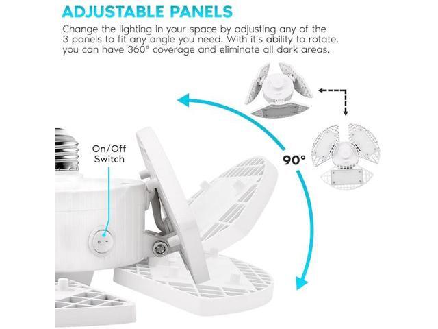 LUXRITE LR42350-4PK Deformable LED Garage Light Bulbs 80W 8000LM 5000K Bright