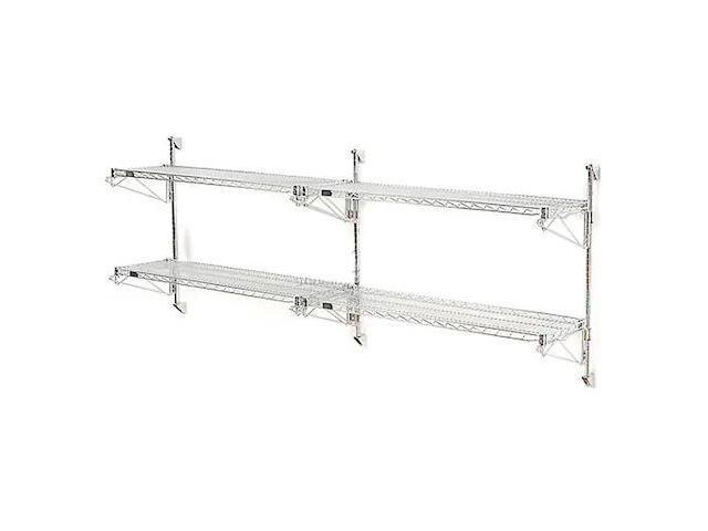 NEXEL B1137132GZ Poly-Green Wall Mount Wire Shelving, 72W x 18D x 34H 2-Shelf