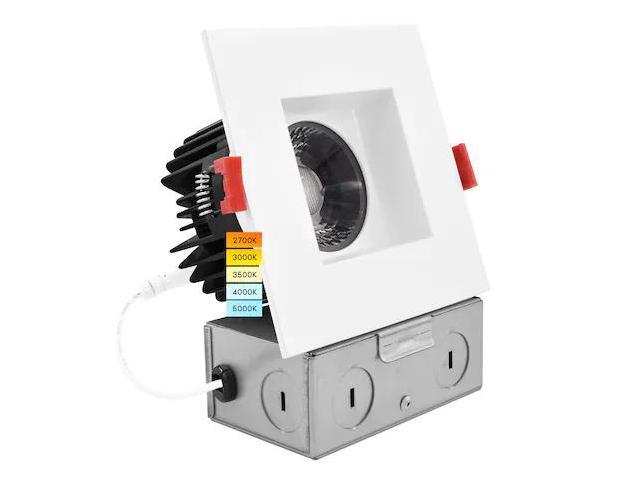 LUXRITE LR24950 LR24954-1PK 4 Inch Square LED Recessed Downlight 5 CCT