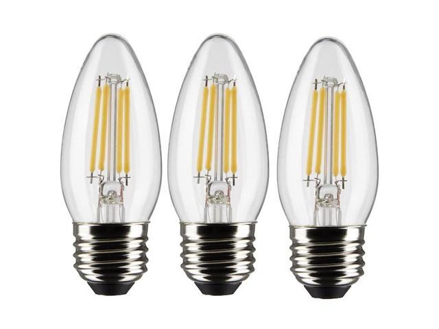 SATCO S21369 4 Watt B11 LED Lamp, Clear, Medium Base, 90 CRI, 3000K, 120 Volts,
