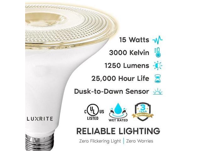 LUXRITE LR31631-6PK PAR38 LED Dusk to Dawn Light Bulbs 15W (90W Equivalent)