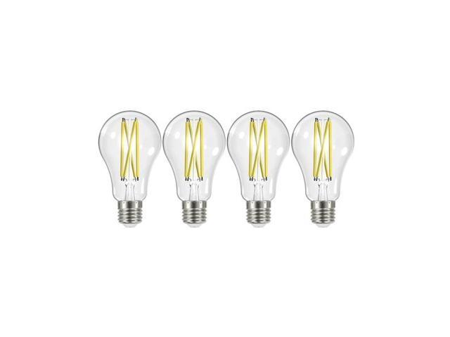 SATCO S12443 12.5W A19 LED, 100W Replace, Clear E26 Base, 30K, 120V (4-Pack)