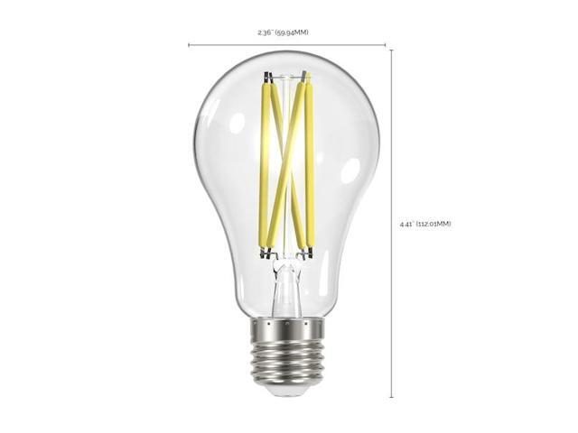 SATCO S12443 12.5W A19 LED, 100W Replace, Clear E26 Base, 30K, 120V (4-Pack)