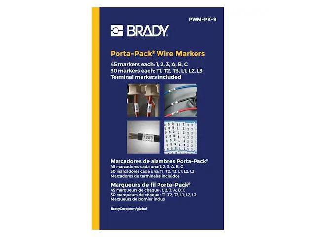 BRADY PWM-PK-9 Porta-Pack Wire Marker Book Legend: 1, 2, 3, A, B, C, T1, T2,