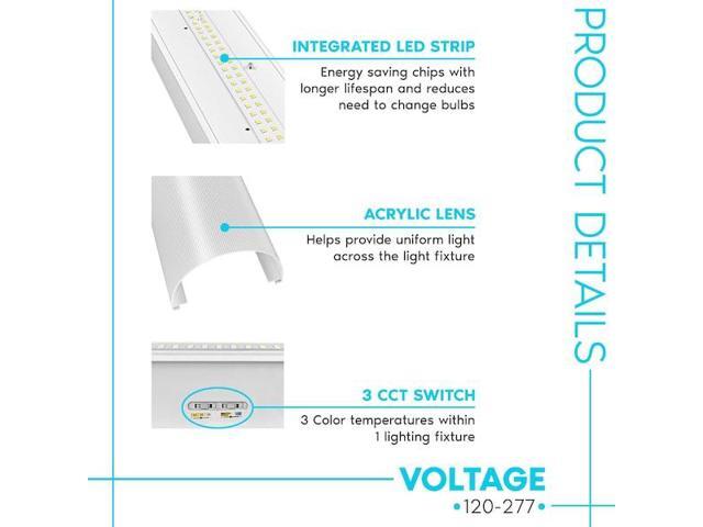 LUXRITE LR25195-1PK 4 FT Linear LED Shop Light 3 CCT Selectable 3500K-5000K