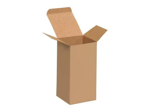 PARTNERS BRAND RTS22 3 in x 3 in x 6 in Reverse Tuck Folding Carton, Kraft,