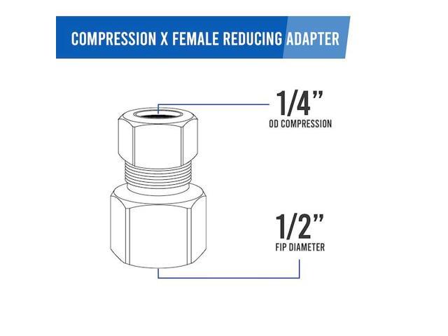 EVERFLOW C66R-1412-NL 1/4' O. D. COMP x 1/2' FIP Reducing Adapter Pipe Fitting,