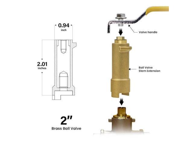 EVERFLOW STEX3-NL 1-1/2'' and 2'' Stem Extension for Ball Valve, Brass 1-1/4'',