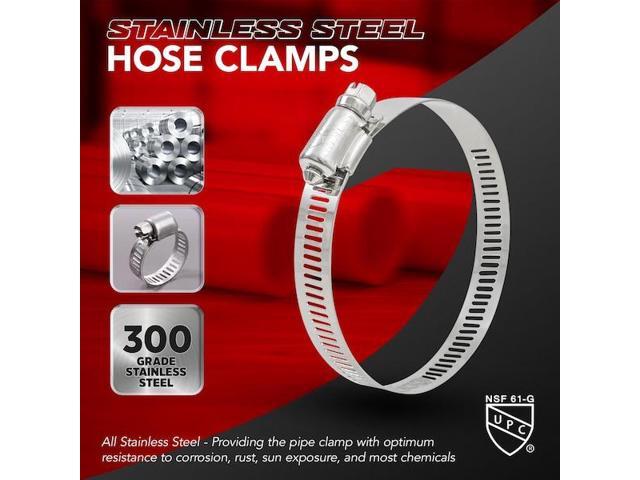 EVERFLOW 6744SSHCA Stainless Steel Worm Drive Hose Clamps 1'' - 3-1/4''