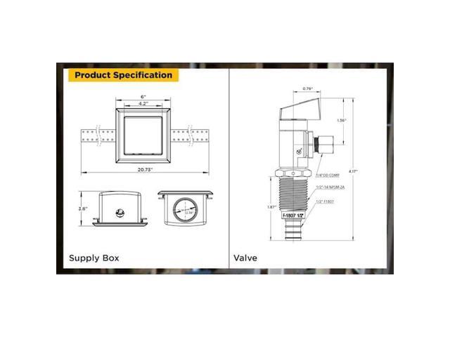 EVERFLOW SB100-P Icemaker Outlet Box W/ Valves; 1/2'' PEX B; White ABS (Single)