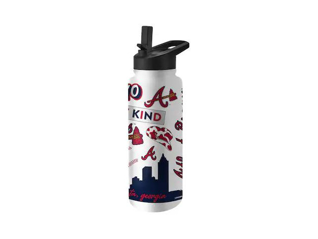 LOGO BRANDS 503-S34QB-63 Atlanta Braves 34oz Native Quencher Bottle