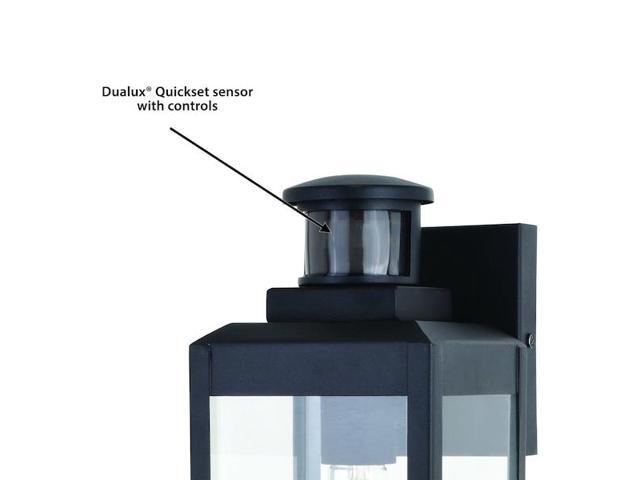 VAXCEL T0599 Kinzie Black Motion Sensor Dusk to Dawn Outdoor Wall Light Clear