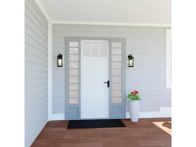VAXCEL T0599 Kinzie Black Motion Sensor Dusk to Dawn Outdoor Wall Light Clear