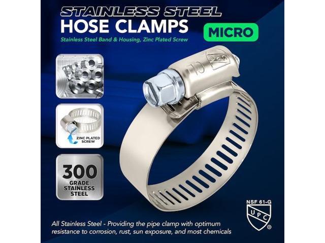EVERFLOW 5710SSHCA Stainless Steel Worm Drive Hose Clamps 1/2 ''- 1-1/16''