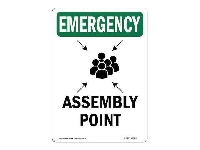 SIGNMISSION OS-EM-D-1824-V-10428 Safety Sign, OSHA EMERGENCY, 24' Height,