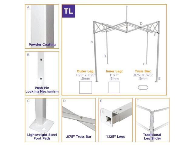IMPACT CANOPY 040010001 TL Kit 10 FT x 10 FT Steel Canopy with Roller Bag,