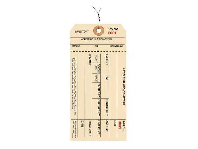 PARTNERS BRAND G18073 Inventory Tags,Stub,6 1/4x3 1/8',PK1000, 10 Point