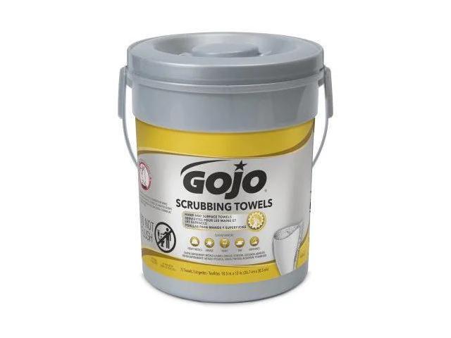 GOJO 6396-06 Hand and Surface Scrubbing Towels, Bucket, 72 Wipes per Container,