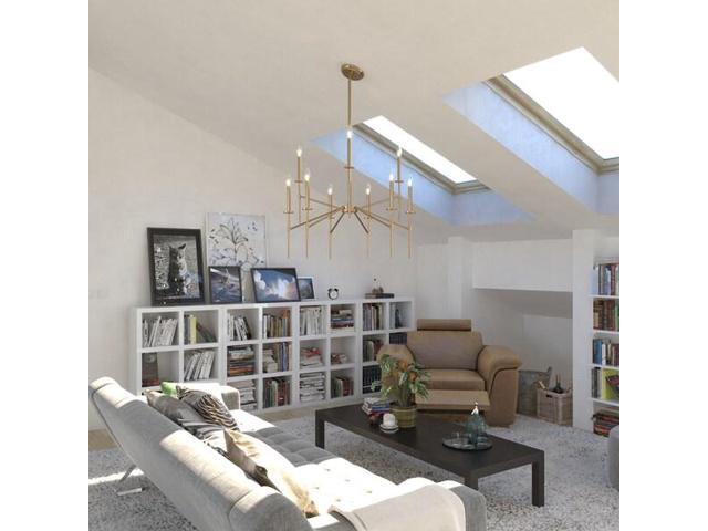 VAXCEL H0180 Kedzie 9 Light Brass Mid-Century Modern Chandelier