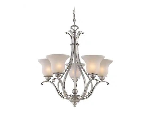monrovia 5 light brushed nickel chandelier white glass