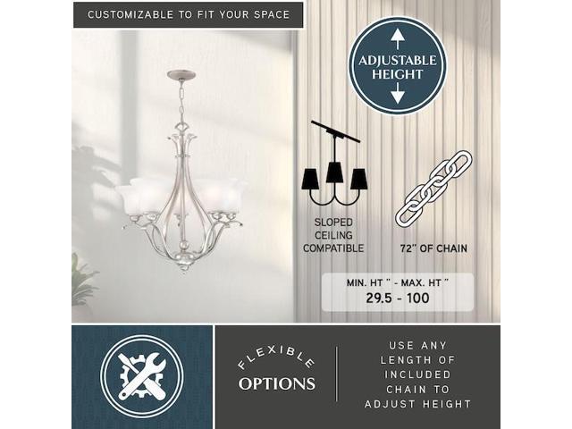 monrovia 5 light brushed nickel chandelier white glass