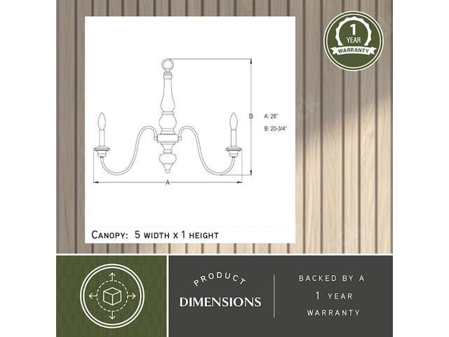 VAXCEL H0236 Georgetown 6 Light Gray Wood Farmhouse Chandelier