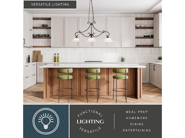 VAXCEL H0259 Monrovia 43.75-in Oil Rubbed Bronze 3-Light Linear Chandelier,