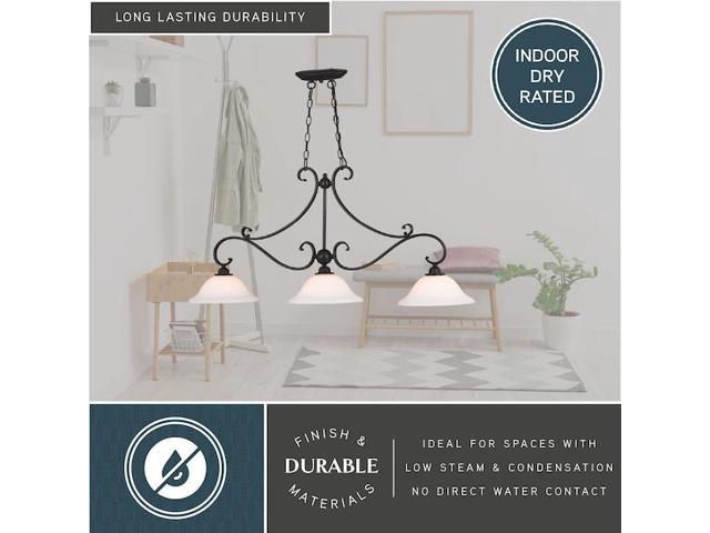 VAXCEL H0259 Monrovia 43.75-in Oil Rubbed Bronze 3-Light Linear Chandelier,