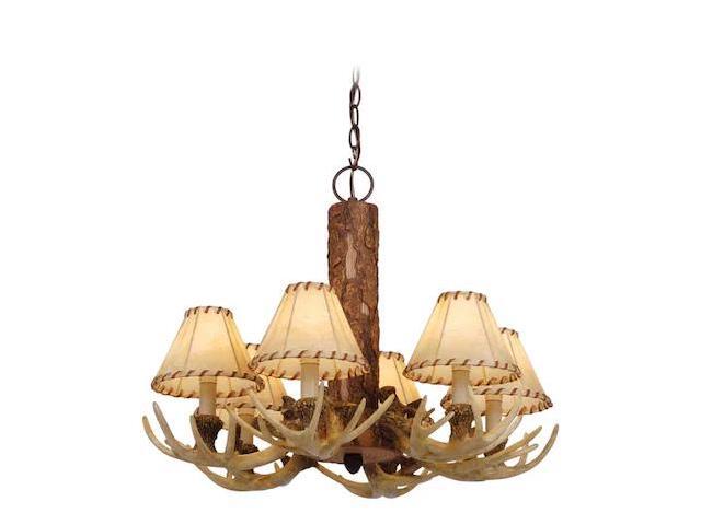Vaxcel CH33006NS Lodge 6 Light Chandelier, 22' x 22' x 18', Noachian Stone Finish