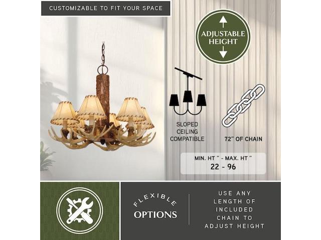 Vaxcel CH33006NS Lodge 6 Light Chandelier, 22' x 22' x 18', Noachian Stone Finish