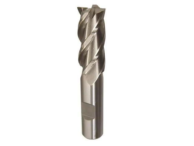Drill America DWCF Series High-Speed Steel End Mill, Polished Finish, 4 Flute, Square End, 2' Cutting Length, 2' Cutting Diameter, 4-1/2' Length,...