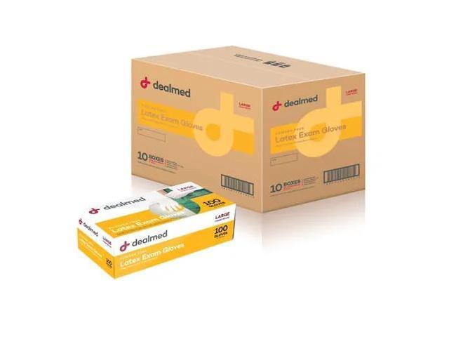 DEALMED 787430 Disposable Gloves, Latex, Powder-Free, L, 1000 PK, Beige
