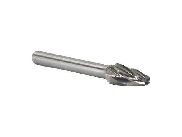 Drill America DUL Series Solid Carbide Bur, Double Cut, SF6NF Tree - Radius End, 1/4' Shank, 5/8' Head Diameter, 1' Cutting Length (Pack of 1)