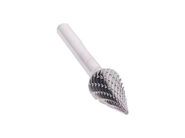 Drill America DUL Series Solid Carbide Bur, Double Cut, SM5 Cone - Pointed End, 1/4' Shank, 1/2' Head Diameter, 7/8' Cutting Length (Pack of 1)
