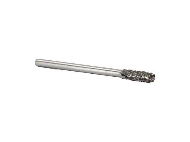 Drill America DUL Series Solid Carbide Miniature Bur, Double Cut, SC53 Cylindrical - Radius End, 1/8' Shank, 3/16' Head Diameter, 1/2' Cutting...