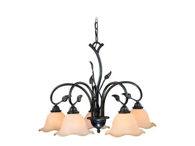 vaxcel ch38805ol vine 5 light chandelier, oil shale finish