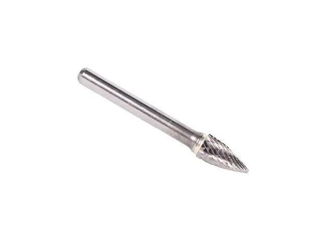Drill America DUL Series Solid Carbide Bur, Double Cut, SG5 Tree - Pointed End, 1/4' Shank, 1/2' Head Diameter, 1' Cutting Length (Pack of 1)