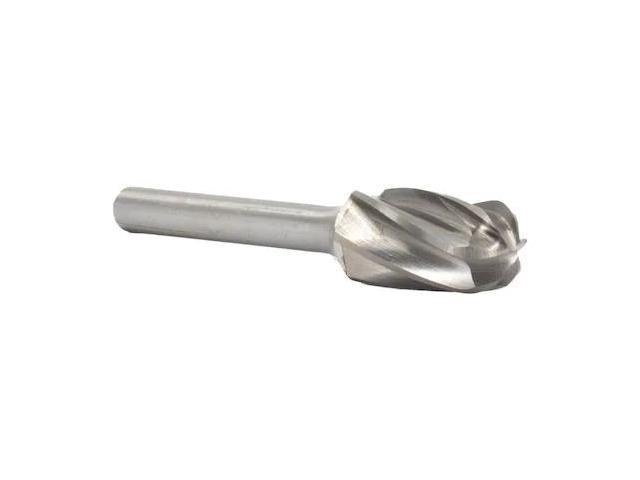 Drill America DUL Series Solid Carbide Bur, Double Cut, SC3NF Cylindrical - Radius End, 1/4' Shank, 3/8' Head Diameter, 3/4' Cutting Length (Pack...