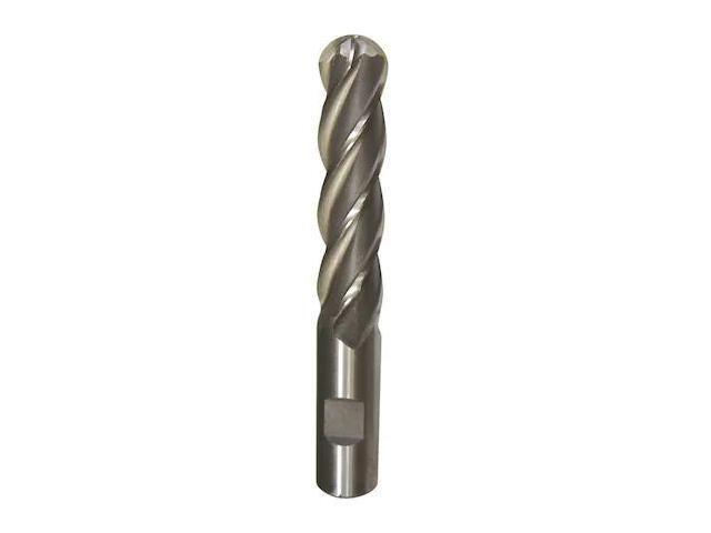 Drill America DWCF Series High-Speed Steel End Mill, Polished Finish, 4 Flute, Ball End, 1/2' Cutting Length, 3/16' Cutting Diameter, 2-3/8'...