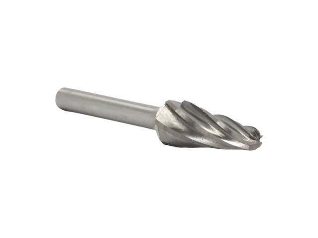 Drill America DUL Series Solid Carbide Bur, Double Cut, SL4NF Cone - Radius End, 1/4' Shank, 1/2' Head Diameter, 1-1/8' Cutting Length (Pack of 1)