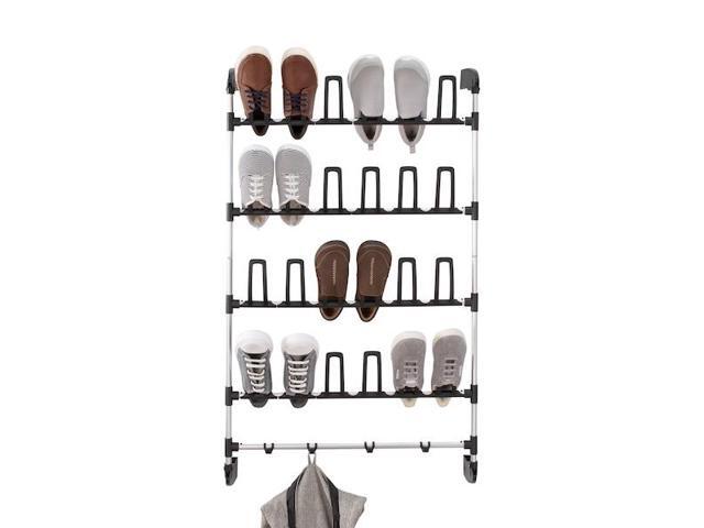 ORGANIZE IT ALL NH-17717W-1 12 Pair Over the Door Shoe Rack with Accessory Hooks