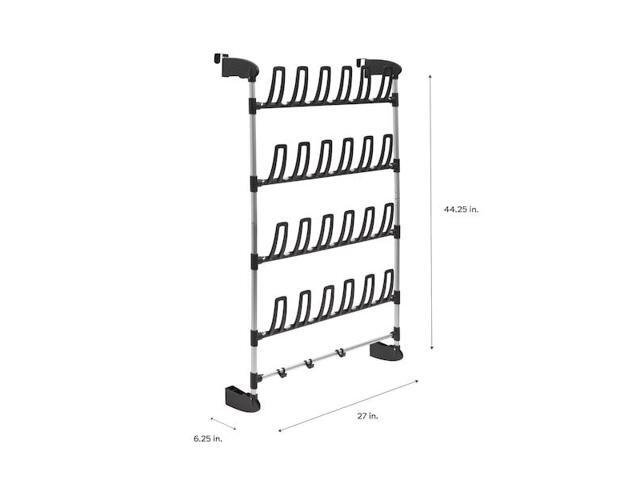 ORGANIZE IT ALL NH-17717W-1 12 Pair Over the Door Shoe Rack with Accessory Hooks
