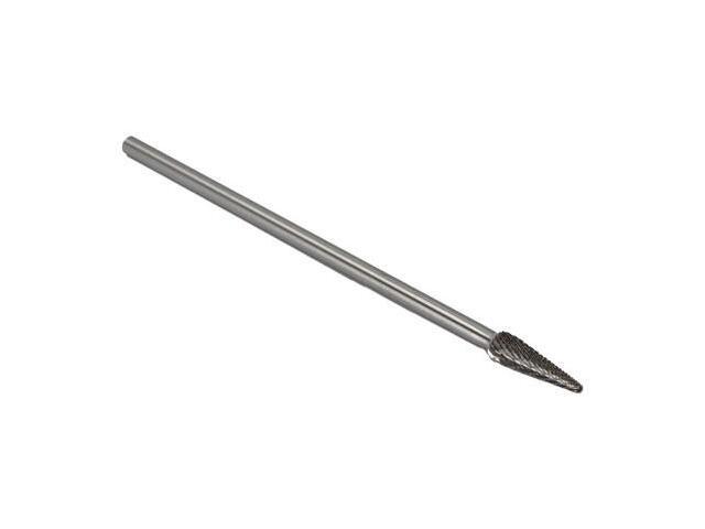 Drill America DUL Series Solid Carbide Bur, Double Cut, SL3 Cone - Radius End, 1/4' Shank, 3/8' Head Diameter, 1-1/16' Cutting Length, 6' Overall...