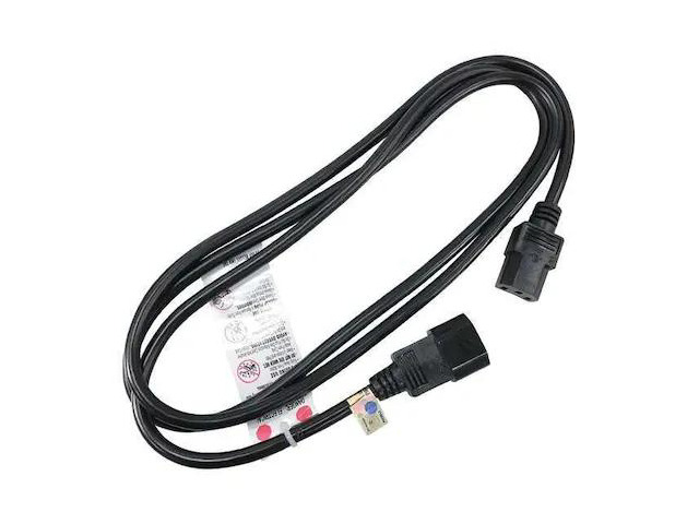 ZORO SELECT 5XFR6ID Power Cord, IEC C14, SJT, 6 ft., Blk, 10A, 16/3